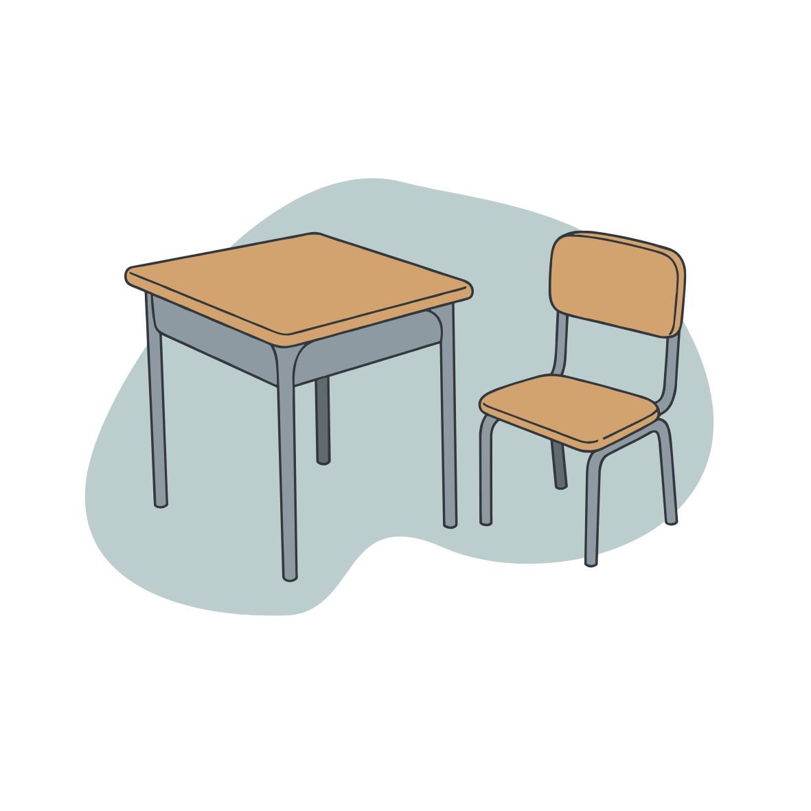 Mesa de trabajo y silla para formación profesional